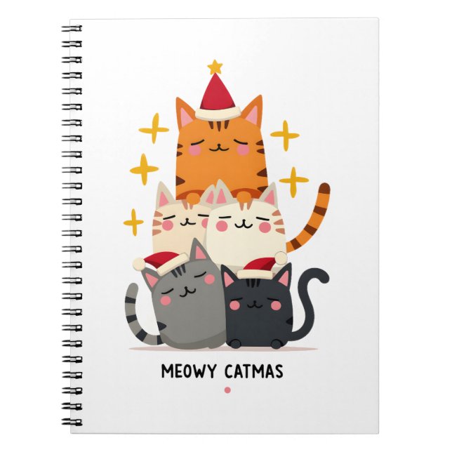 Meowy Catmas Cat Christmas Tree Xmas (3) Notebook (Front)