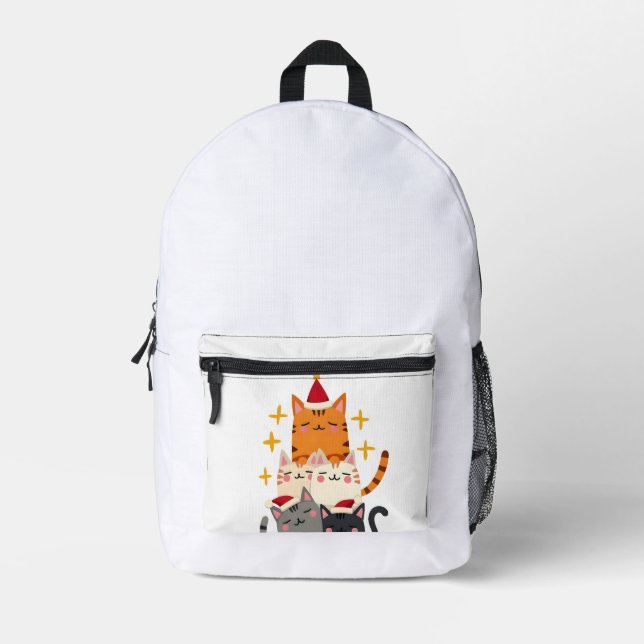 Meowy Catmas Cat Christmas Tree Xmas (3) Printed Backpack (Front)