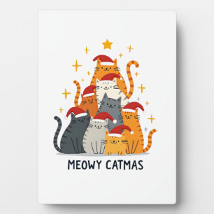 Meowy Catmas Cat Christmas Tree Xmas (4) Plaque
