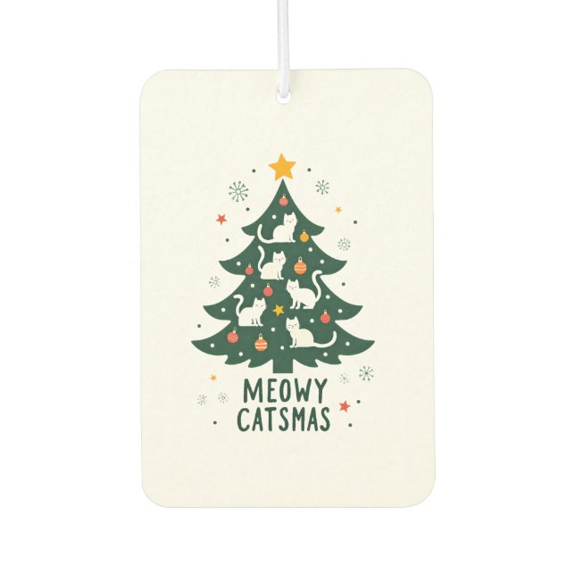 Meowy Catmas Cat Christmas Tree Xmas Funny Santa C Car Air Freshener (Front)