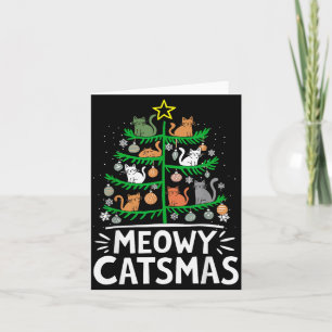 Meowy Catmas Cat Christmas Tree Xmas Funny Santa C Card