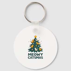 Meowy Catmas Cat Christmas Tree Xmas Funny Santa C Key Ring