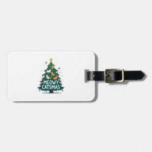 Meowy Catmas Cat Christmas Tree Xmas Funny Santa C Luggage Tag