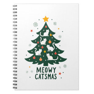 Meowy Catmas Cat Christmas Tree Xmas Funny Santa C Notebook
