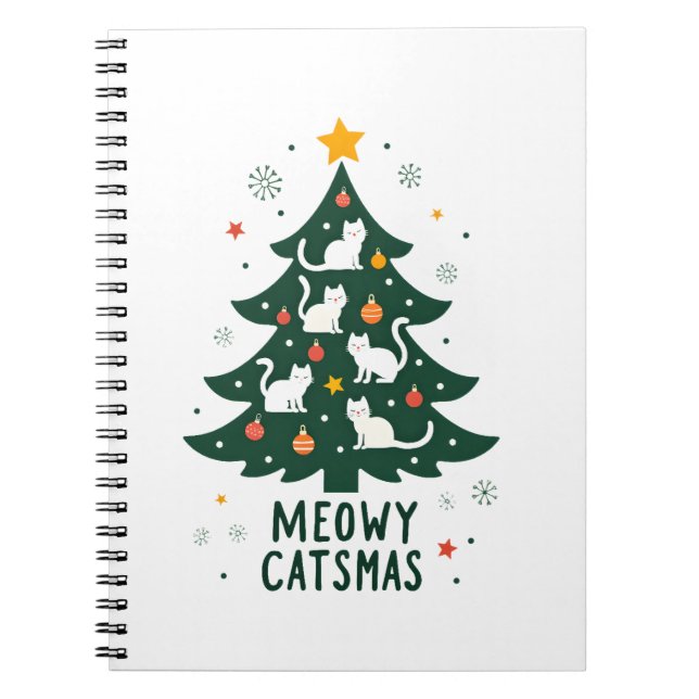 Meowy Catmas Cat Christmas Tree Xmas Funny Santa C Notebook (Front)