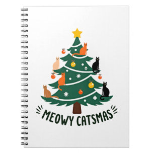 Meowy Catmas Cat Christmas Tree Xmas Funny Santa C Notebook
