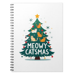 Meowy Catmas Cat Christmas Tree Xmas Funny Santa C Notebook