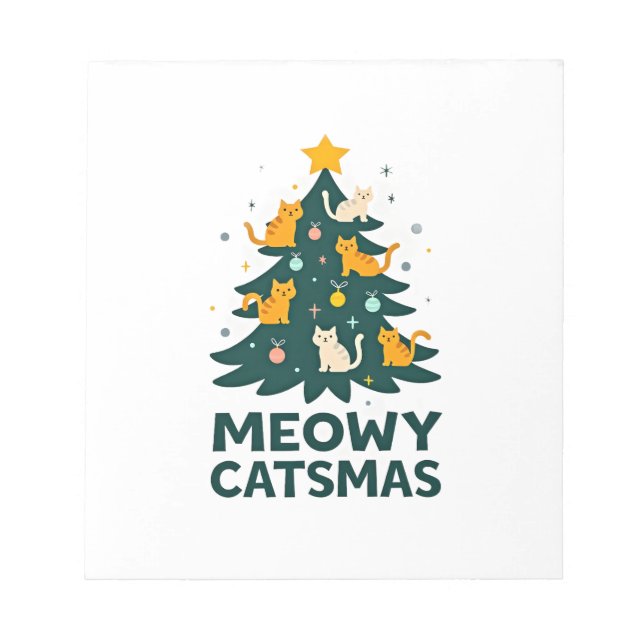Meowy Catmas Cat Christmas Tree Xmas Funny Santa C Notepad (Front)