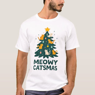 Meowy Catmas Cat Christmas Tree Xmas Funny Santa C T-Shirt