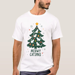 Meowy Catmas Cat Christmas Tree Xmas Funny Santa C T-Shirt