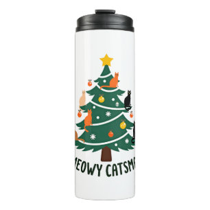 Meowy Catmas Cat Christmas Tree Xmas Funny Santa C Thermal Tumbler
