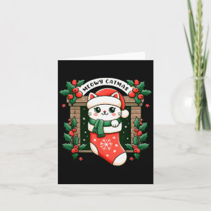 Meowy Catmas Cat Christmas Tree Xmas Girls Boys Fu Card