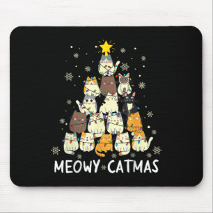 Meowy Catmas Cat Christmas Tree Xmas Girls Boys Fu Mouse Pad
