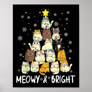 Meowy Catmas Cat Christmas Tree Xmas Girls Boys Fu Poster