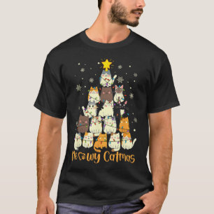 Meowy Catmas Cat Christmas Tree Xmas Girls Boys Fu T-Shirt