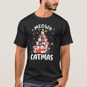 Meowy Catmas Cat Christmas Tree Xmas Girls Boys Sa T-Shirt