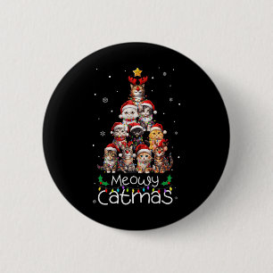 Meowy Catmas Cat Christmas Tree Xmas Holiday Men W 6 Cm Round Badge