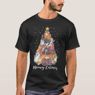 Meowy Catmas Cat Christmas Tree Xmas Kids Girls Bo T-Shirt