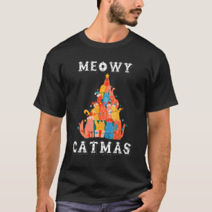 Meowy Catmas Cat Christmas Trees T-Shirt