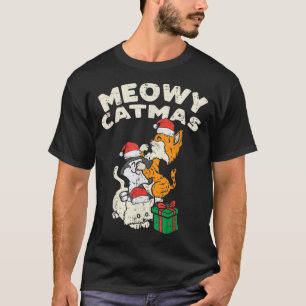 Meowy Catmas Cat Kitten Christmas Pyjamas Xmas PJs T-Shirt