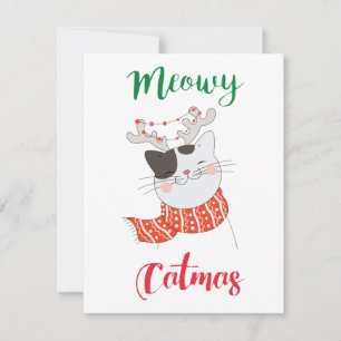 Meowy Catmas, Cat Merry Christmas Holiday Card