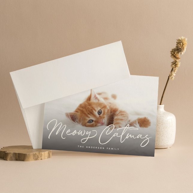 Meowy Catmas Cat Pet Photo Holiday Card (Creator Uploaded)
