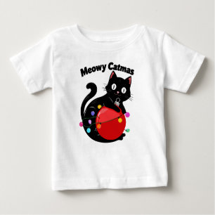 Meowy Catmas - Cat with Christmas ornament Baby T-Shirt