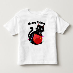 Meowy Catmas - Cat with Christmas ornament Toddler T-Shirt