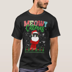 Meowy Catmas Christmas Cat Santa Scarf Ugly 1 T-Shirt