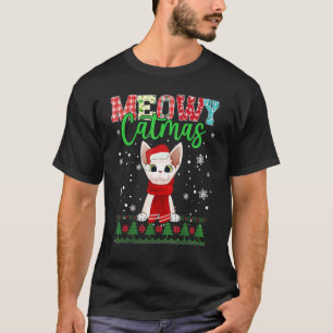 Meowy Catmas Christmas Cat Santa Scarf Ugly T-Shirt