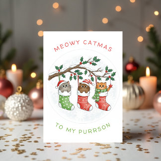 Meowy Catmas Christmas - Cute Cat Holiday Card