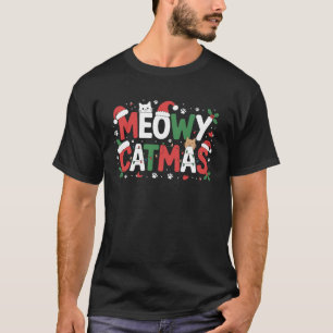 Meowy Catmas Christmas Tree Xmas Boys Girls Funny  T-Shirt