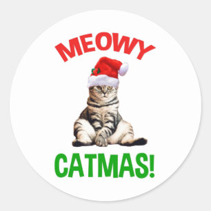 Meowy Catmas! Classic Round Sticker