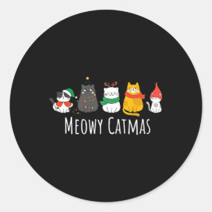 Meowy Catmas Cute Cat Santa Hat Christmas Kitten X Classic Round Sticker