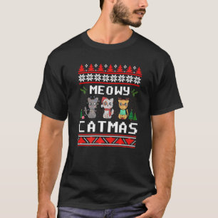 Meowy Catmas Cute Cats Christmas Xmas Ugly Style T-Shirt