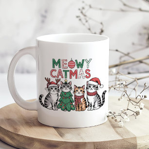 Meowy Catmas Cute Christmas Cats – Funny Holiday Coffee Mug