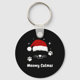 Meowy Catmas Cute Kitten Cats Santa Hat Christmas Key Ring