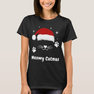 Meowy Catmas Cute Kitten Cats Santa Hat Christmas  T-Shirt