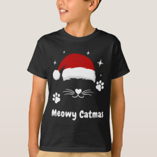 Meowy Catmas Cute Kitten Cats Santa Hat Christmas  T-Shirt