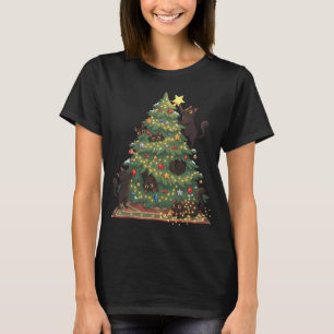 Meowy Catmas Funny Black Cats Christmas Tree Xmas T-Shirt