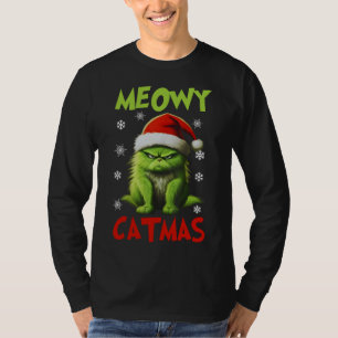 Meowy Catmas Funny Cat Christmas Gifts Cat Lovers T-Shirt