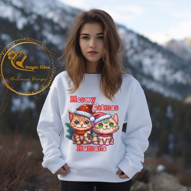 Meowy Catmas, Funny Cat Christmas Sweatshirt (Creator Uploaded)