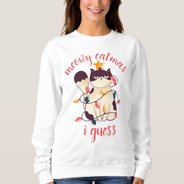Meowy Catmas Funny Cat Lover  Sweatshirt (Front)