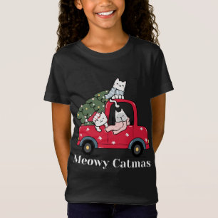 Meowy Catmas Funny Christmas Cat Red Truck T-Shirt