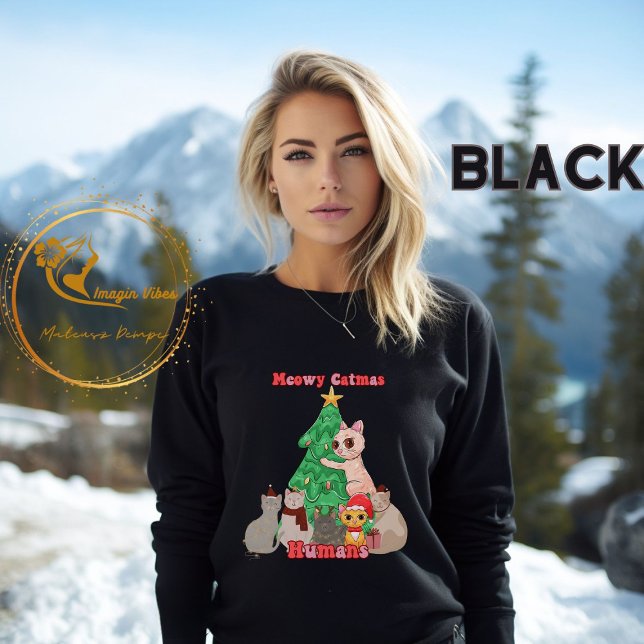 Meowy Catmas, Funny Christmas Cat Sweatshirt (Creator Uploaded)