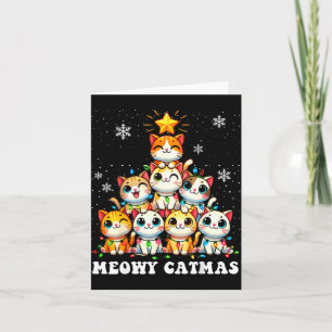 Meowy Catmas Funny Christmas Tree Lights Cute Cat Card