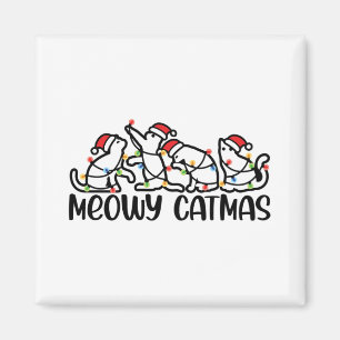 Meowy Catmas Funny Santa Cats Xmas Season Magnet
