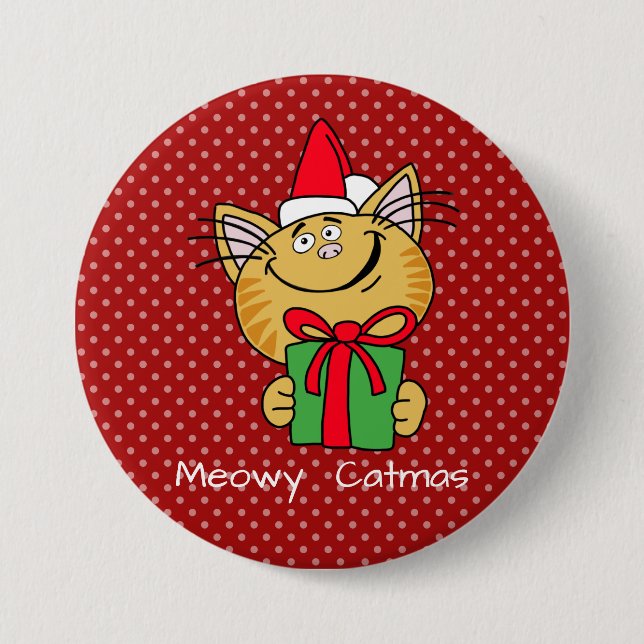 Meowy Catmas Large 3" Inch Round Button (Front)