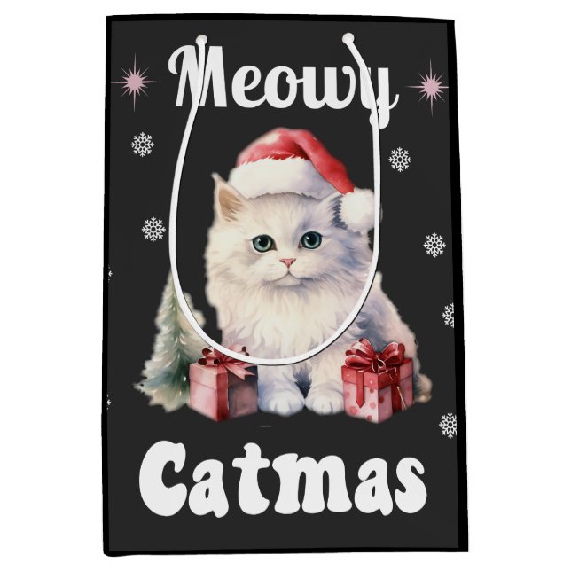 Meowy Catmas Medium Gift Bag (Front)