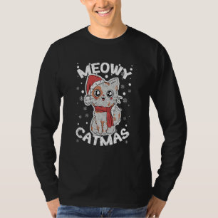 Meowy Catmas  Meow Cat Christmas Pajamas Cats Xmas T-Shirt